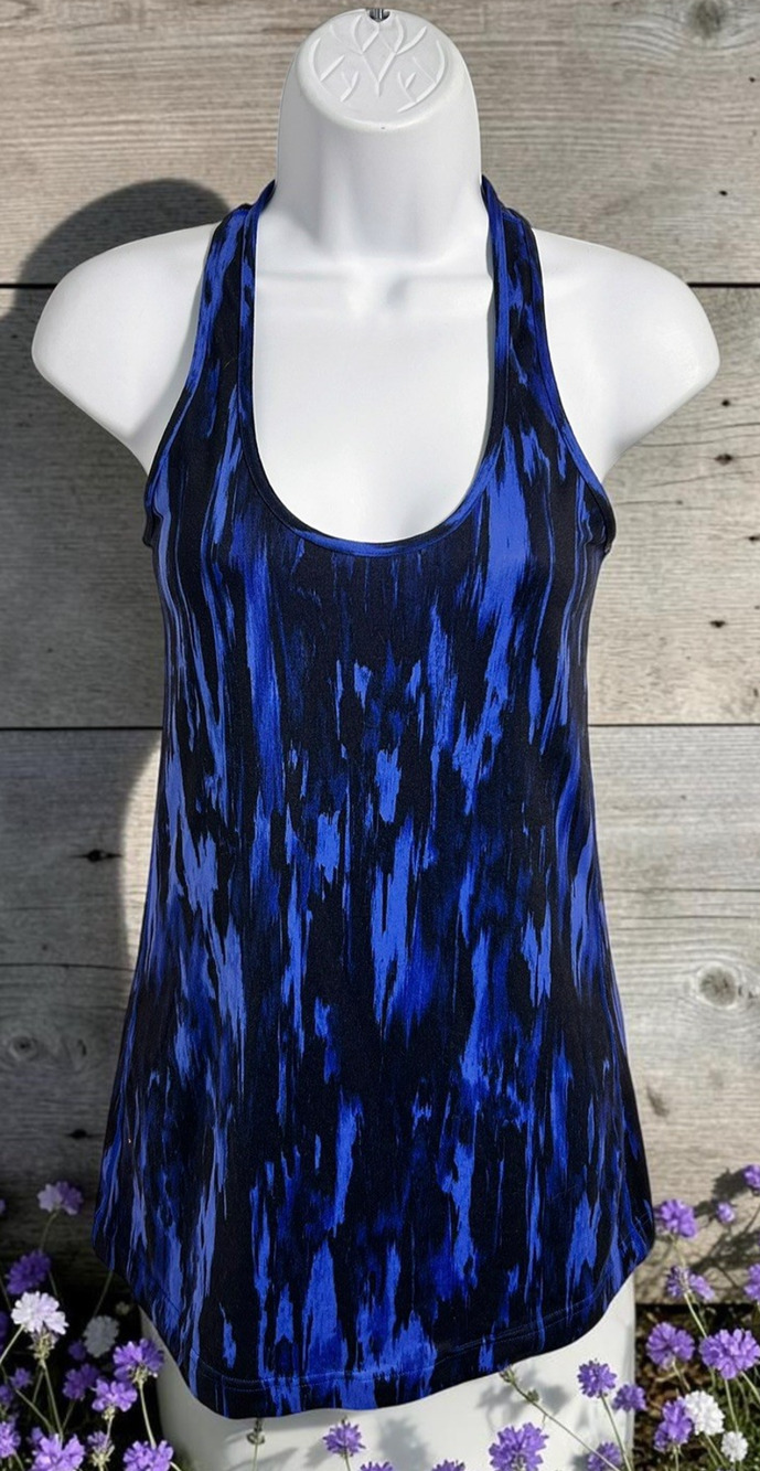 Lululemon Cool Racerback Tank Top Sz 6 Blue Black Athletic Sleeveless Shirt Tee